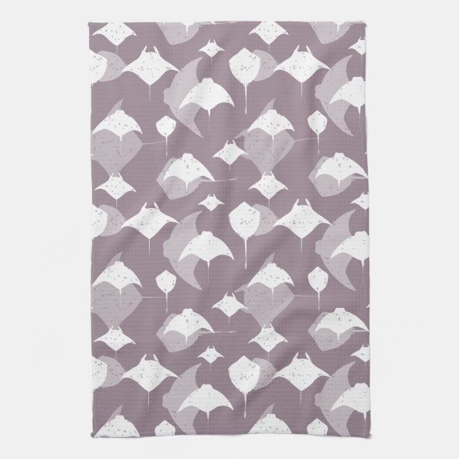 Stingrays and Manta Rays Ocean Themed Tea Towel (Vertical)