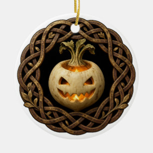 Stingy Jack Turnip Lantern Celtic Halloween Ceramic Tree Decoration