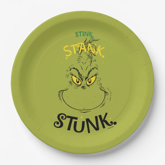 Stink Stank Stunk Mister Grinch Quote Paper Plate (Front)