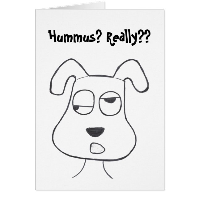 Stinkeye dog and hummus card (Front)