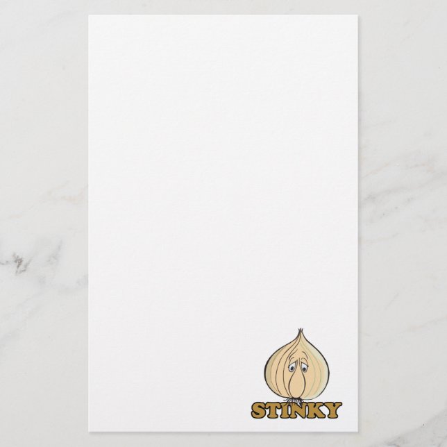 stinky sad garlic face stationery (Front)