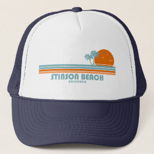 Stinson Beach California Sun Palm Trees Trucker Hat