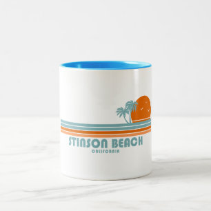 Stinson Beach California Sun Palm Trees Two-Tone Coffee Mug