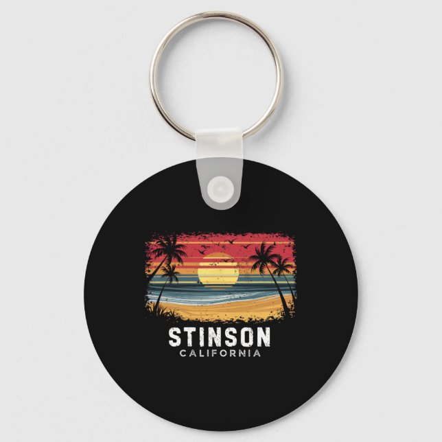Stinson Beach California Surfboard Beach  Key Ring (Front)