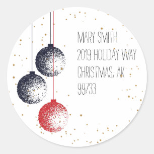 Stipple Christmas Ornaments address Classic Round Sticker
