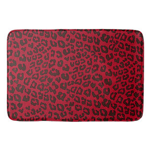 Stippled Cranberry Red Leopard Print Bath Mat