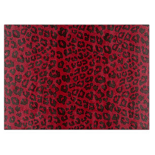 Stippled Cranberry Red Leopard Print Cutting Board