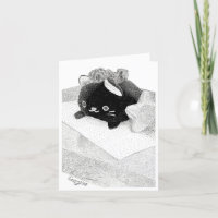 Stippled Kitty Personalised Greeting Card