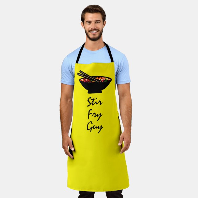 Stir Fry Guy Wok with Colourful Veggies Man's  Apron (Worn)