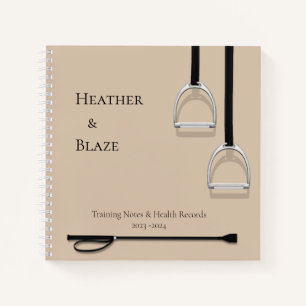 Stirrup Irons & Riding Crop Latte Brown Equestrian Notebook