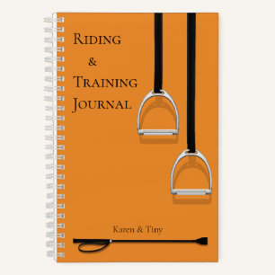 Stirrup Irons & Riding Crop Orange Equestrian Notebook