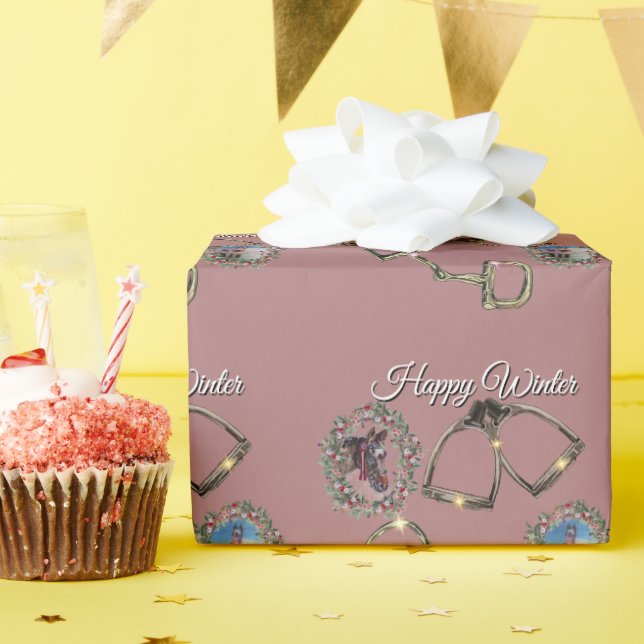stirrups and bit Flat Holiday Card Wrapping Paper (Birthday Party)