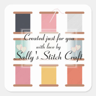 Stitch and Sew Square Sticker