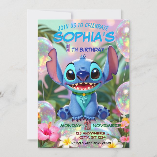 Stitch Birthday Invitation Template (Front)