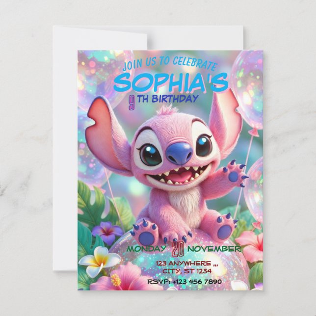 Stitch Birthday Invitation Template (Front)