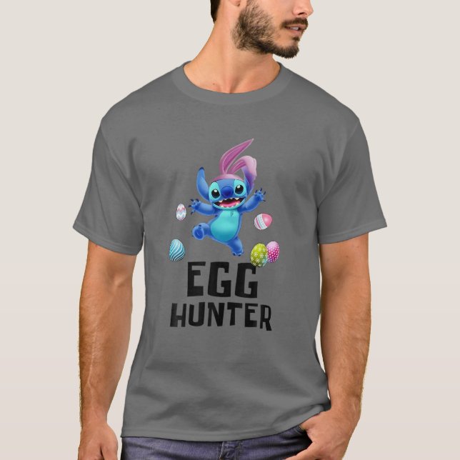 Stitch With Easter Bunny Egg Hunter T-Shirt (Front)