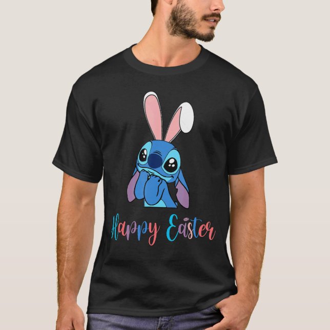 Stitch With Easter Bunny Happy Easter T-Shirt (Front)