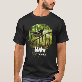 Stitchbird - endangered nz hihi bird black t-shirt