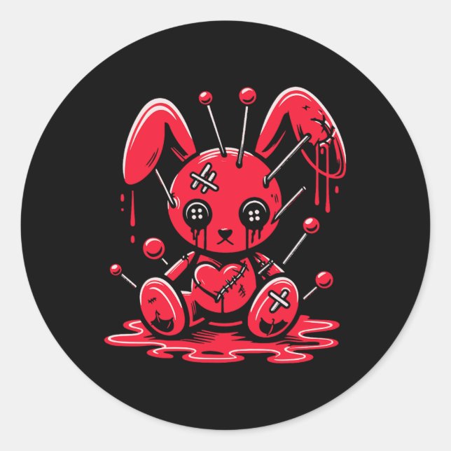 Stitched Bunny Rabbit Pastel Goth Anime Kawaii Got Classic Round Sticker (Front)