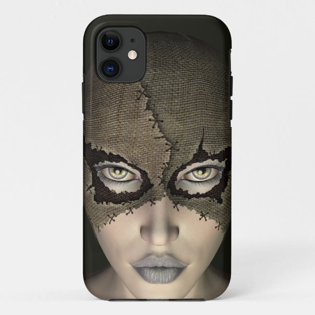 Stitched Burlap Sack Masked Female Face Case-Mate iPhone Case (Back)