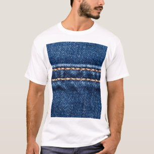Stitched denim: closeup jeans texture. T-Shirt