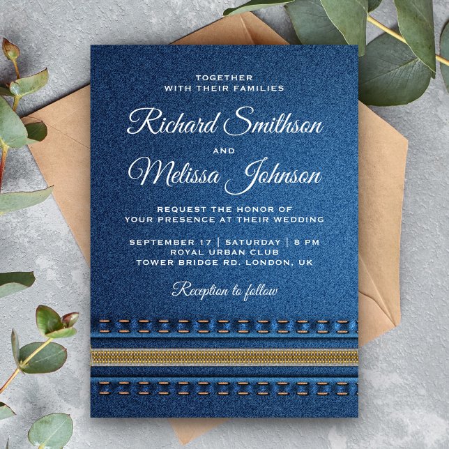 Stitched Denim Zipper Jeans Wedding Invitation (Creator Uploaded)