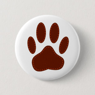 Stitched Felt Dog Paw Print 6 Cm Round Badge