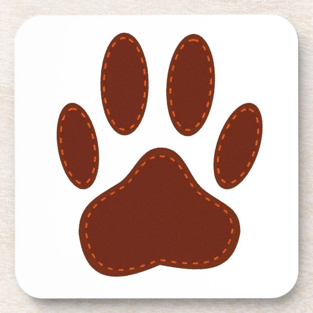 Stitched Felt Dog Paw Print Coaster (Front)