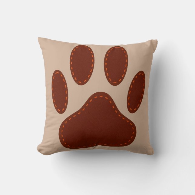 Stitched Felt Dog Paw Print Cushion (Front)