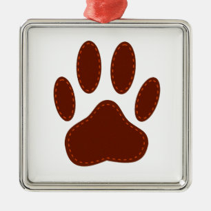 Stitched Felt Dog Paw Print Metal Tree Decoration