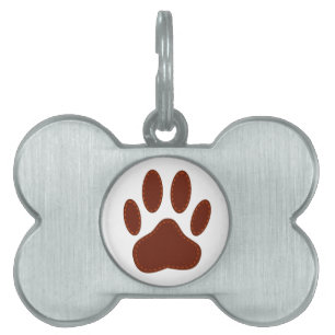 Stitched Felt Dog Paw Print Pet Name Tag