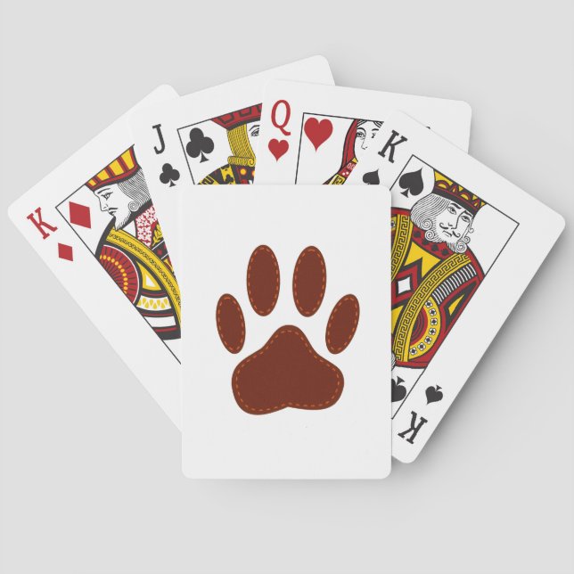 Stitched Felt Dog Paw Print Playing Cards (Back)