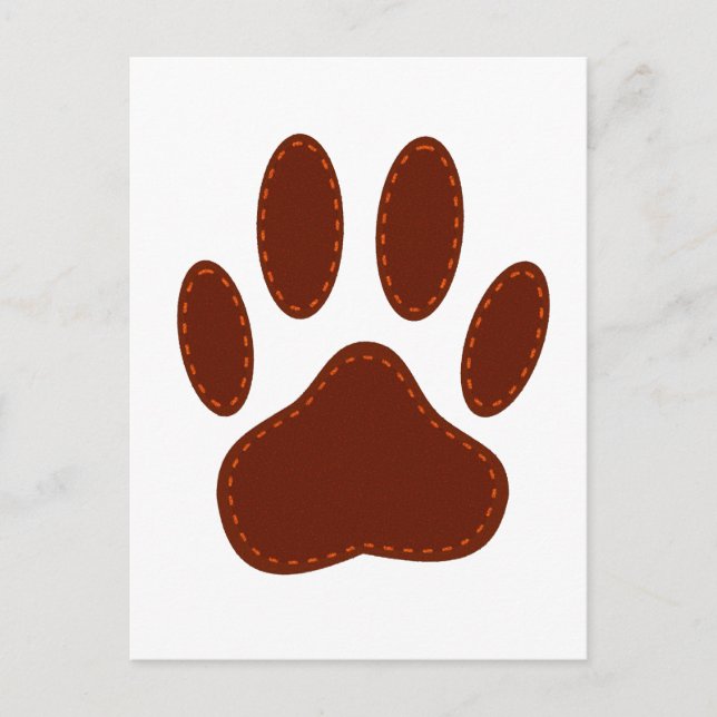 Stitched Felt Dog Paw Print Postcard (Front)