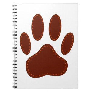 Stitched Felt Dog Paw Print Spiral Notebook