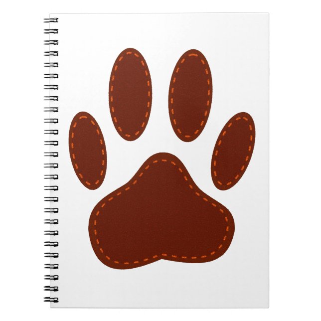 Stitched Felt Dog Paw Print Spiral Notebook (Front)