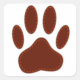 Stitched Felt Dog Paw Print Square Sticker