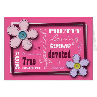 Stitched Flowers Pink Love & Appreciation Card