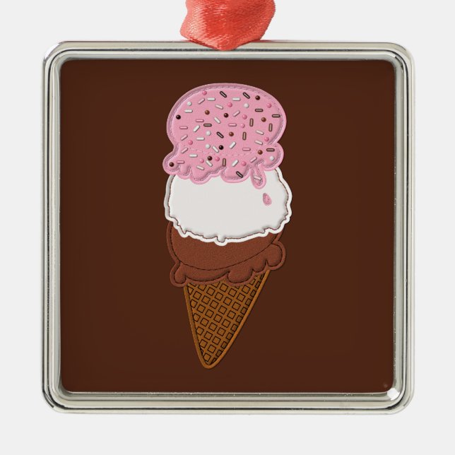 Stitched-Ice-Cream-Cones-2-Sq ORNAMENT (Front)