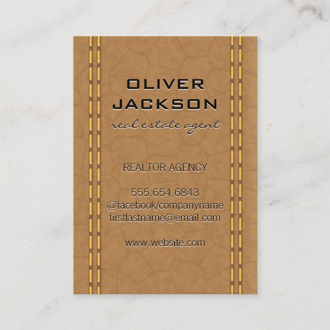 Stitched Leather Business Card (Front)