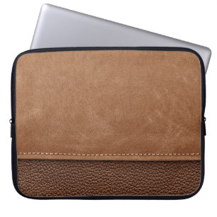 Stitched leather: grey, black background. laptop sleeve