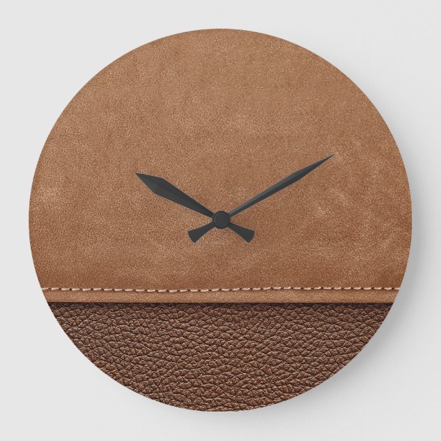 Stitched leather: grey, black background. large clock (Front)