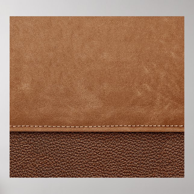 Stitched leather: grey, black background. poster (Front)