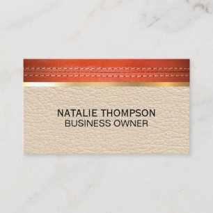 Stitched Leather Leather Gold Metallic Trim Business Card