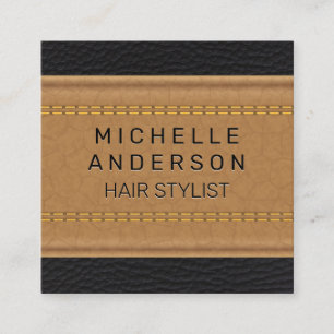Stitched Leather on Black Leather Background Loyalty Card