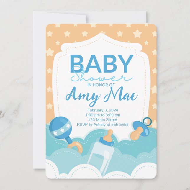 Stitched Love Baby Shower Invitation (Front)
