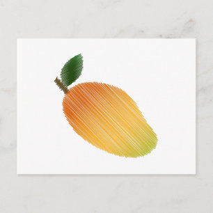 Stitched mango design holiday postcard