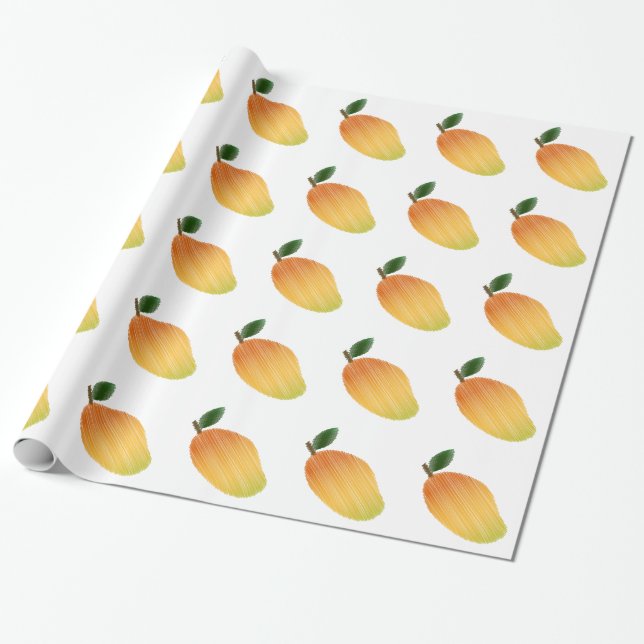 Stitched mango design wrapping paper (Unrolled)