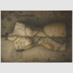 Stitched Mannequin   Gothic Sewing Form Decoupage  Tissue Paper