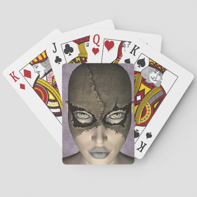 Stitched Mask Female Face Changeable Colour Back Playing Cards (Back)