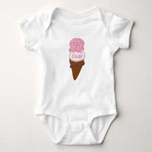 Stitched Neapolitan Ice Cream Cone 2-Baby Bodysuit